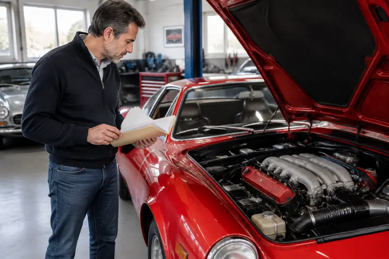 Examen du compartiment moteur V6 pour vérifier l'historique d'une alfa romeo 156 gta
