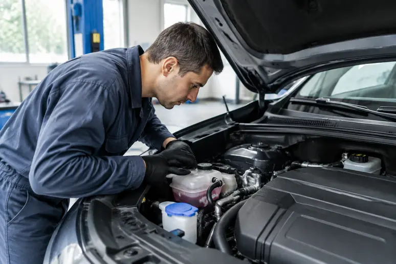 Un mécanicien inspecte le compartiment moteur d'un crossover lors d'une vérification avant achat de fiabilité nissan juke