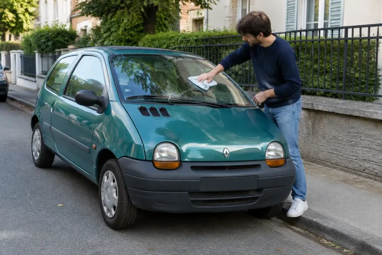 Exemple concret illustrant la cote renault twingo 1 d'une voiture ancienne bien entretenue dans une rue